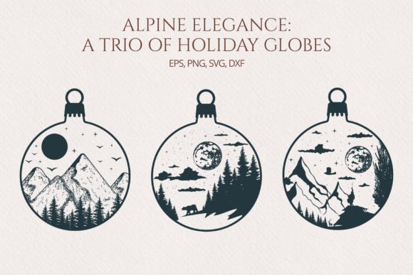 Celestial and Mystical Christmas Balls Illustrations