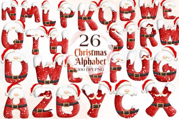 Christmas Alphabet Sublimation Clipart for Illustrations