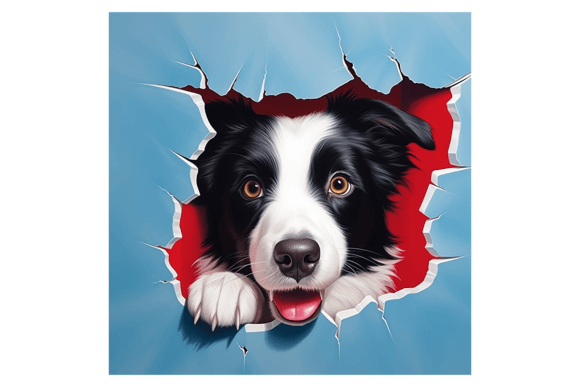 Christmas Border Collie Broken Wall 1 Illustrations Review