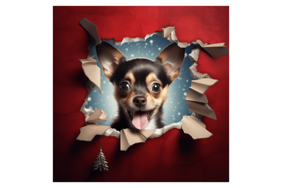 Christmas Chihuahua Broken Wall Illustrations