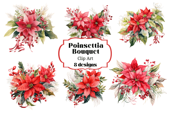 Christmas Poinsettia Watercolor Illustrations Review