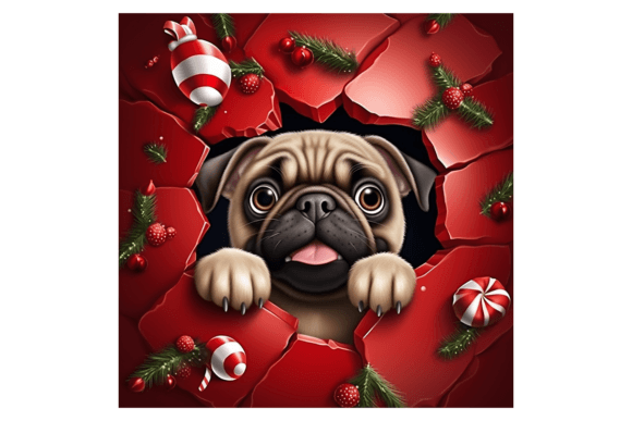 Christmas Pug Broken Wall 4: Festive Illustrations