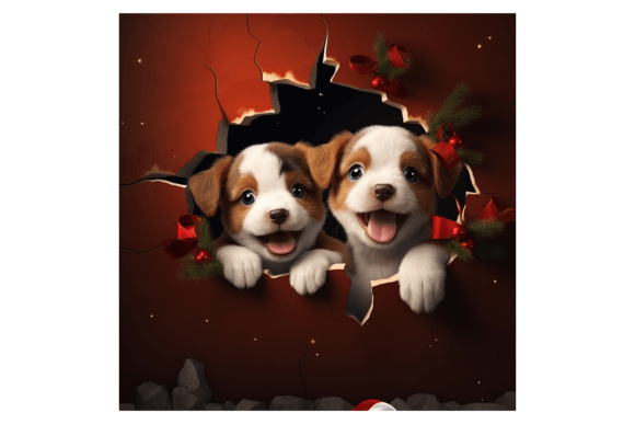 Christmas Puppies Broken Wall 3: Illustrations