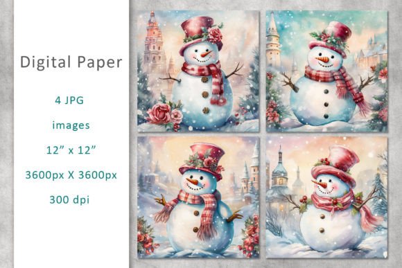 Christmas Snowman Digital Paper & Illustrations Review