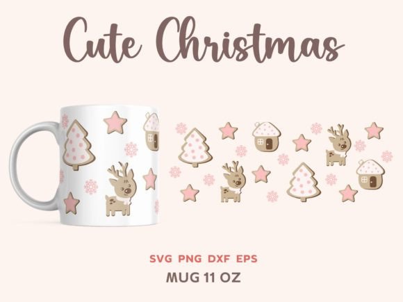 Christmas Wrap for Mug 11oz Svg: Illustrations