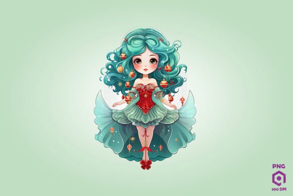 Cute Chibi Christmas Pisces Clipart for Illustrations