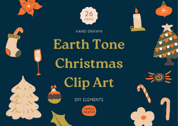 Earth Tone Christmas Clip Art: Illustrations