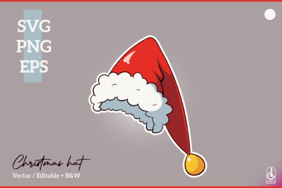 Red Cartoon Christmas Hat SVG: Festive Illustrations