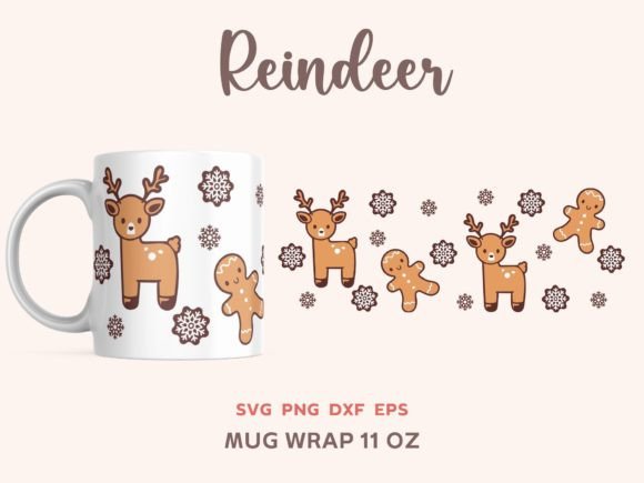 Reindeer Christmas Mug SVG & PNG Illustrations