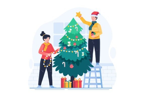 Review: A Couple Decorating a Christmas Tree Design