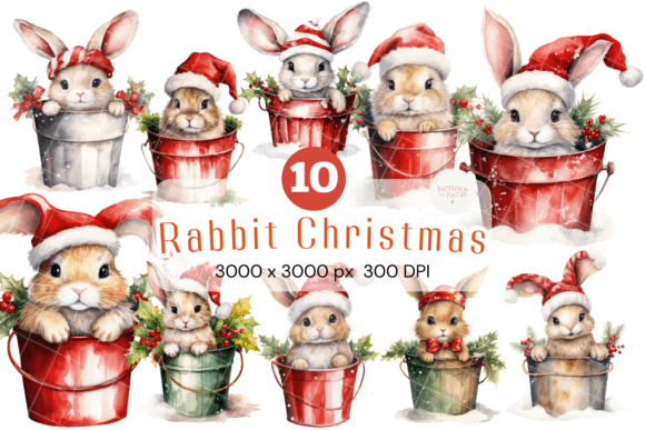 Reviewing the Christmas Bunny Watercolor Clipart Bundle
