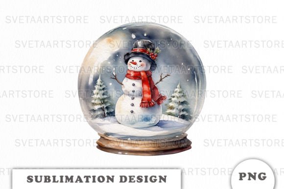 Watercolor Christmas Snow Globe Png Illustrations